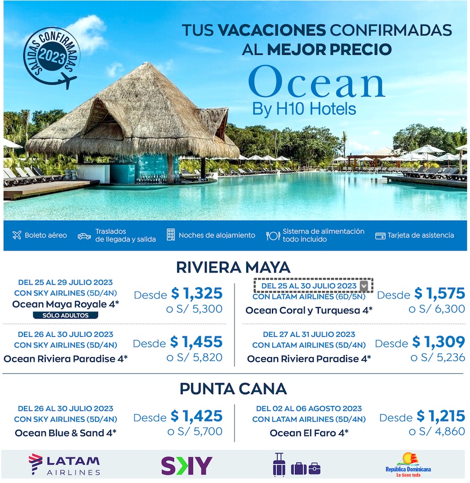 Vacaciones Confirmadas al mejor precio con Ocean Hotels 